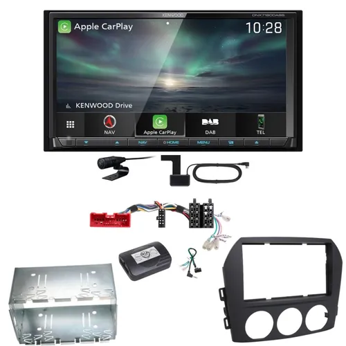 Kenwood DNX-7190DABS Android Auto Carplay DAB+ DVD Einbauset für Mazda MX-5 NC