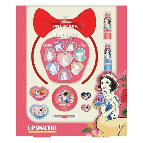 Lip Smacker Schneewittchen Hair Band with Face Set, 18-teiliges Haarband- und Schminkset für Kinder mit Lipgloss, Lippenbalsam, Schimmercremes und Zubehör, Disney Prinzessin Geschenke