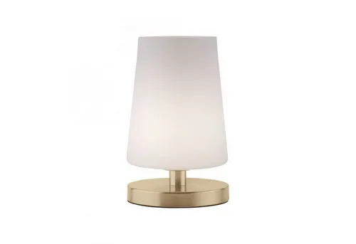 Licht-Erlebnisse Nachttischlampe DILIH, Glas Metall G9 mit Touch Funktion 265 lm 23 cm in Messing Weiß rund