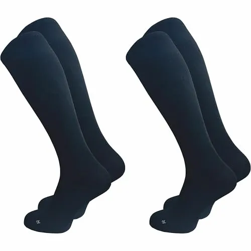 GAWILO Herren Kompressionsstrümpfe (2 Paar) | 14-16 mmHg | Stützstrümpfe mit Baumwolle | lange Kniestrümpfe (DE/NL/SE/PL, Numerisch, 39, 42, Regular, Regular, schwarz)