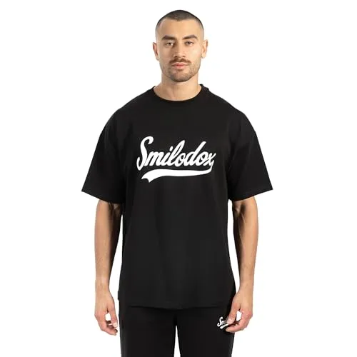 SMILODOX Herren T-Shirt Lorik - Locker geschnittenes Oversize Shirt mit Retro Frontprint, bequemem Rundhalsausschnitt und weichem Material für einen modernen Streetwear Look