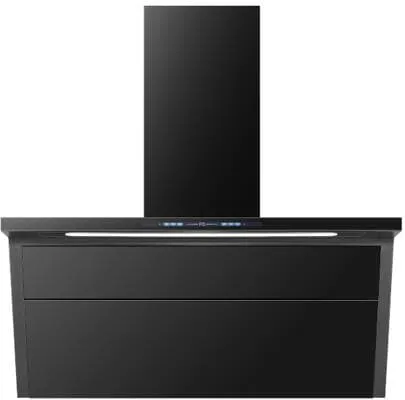 Kopffreihaube Wolkenstein WS55-90A++GCB - Dunstabzugshaube in elegantem Schwarz, energieeffizient mit A++ und einer Abluftleistung von 558 m³/h, perfekt für moderne Küchen.