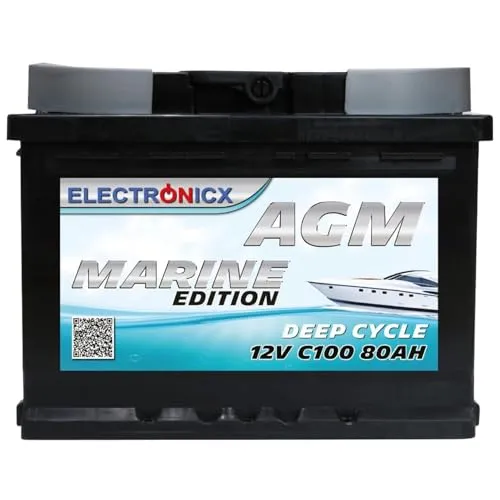 AGM Batterie 80Ah 12V – Solarbatterie für Wohnmobil, Wohnwagen, Boot, Mover – Versorgungsbatterie Deep Cycle – Wartungsfrei & Zyklenfest