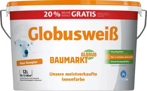 Produktbild Globusweiß Wandfarbe Matt 12 L für Innenräume
