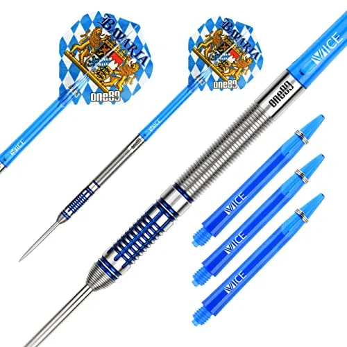ONE80 Steel Dart Bavaria Ultra 90% Tungsten Steeltip Dart Set mit Bayern Flight – Präzisionsdart für Profi & Ambitionierte Spieler