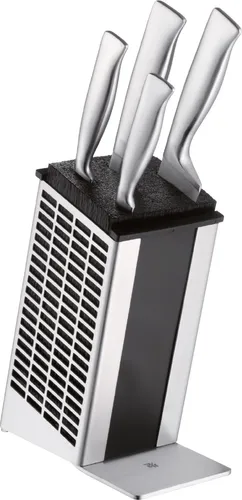 WMF Grand Gourmet Messerblock mit Messerset 5teilig Germany, 4 Messer geschmiedet, Edelstahl-Block, Kunststoff-Borsteneinsatz, Performance Cut