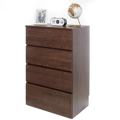 Iris Ohyama, Tischläufer, Buffet, Schlafzimmerschrank, Aufbewahrungsmöbel, Multifunktionskommode, 4 Schiebe-Schubladen, Modern, Robust, Wohnzimmer - Wooden Chest WCH-590- Braun