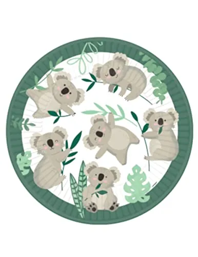 amscan Koala Pappteller, 23 cm, 8 Stück, Verte von Amscan