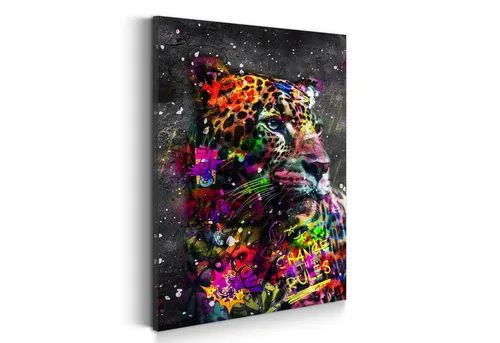Artedinoi Leinwandbild Leopard Graffiti Pop Art Wandbild Leinwandbild Kunst XXL Deko