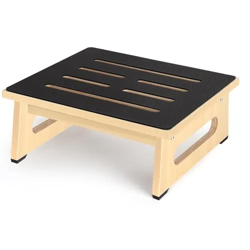 EIN hölzerner Tritthocker 5,5 Zoll für Erwachsene und Senioren mit Rutschfester Gummiauflage, für drinnen und draußen, tragbare hölzerne Aufstehhilfe für Bad, Küche (Natürlich, 5.5inch/14cm)