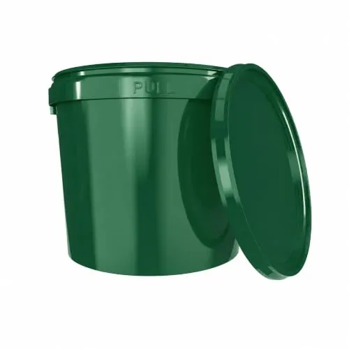 1x Eimer mit Deckel 5l Grün Rund | Kunststoff Eimer Lebensmittelecht, luftdicht und stabil | Leer Eimer mit Griff und Deckel für Lebensmittel Chemie Waschpulver Klebstoffe geeignet