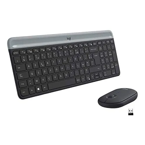 Logitech MK470 Slim Combo Kabelloses Tastatur-Maus-Set - Games: Kompaktes Design mit flüsterleisen Tasten und ultra-langer Akkulaufzeit für ungestörtes Gaming und Arbeiten.