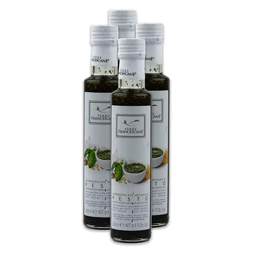 Food-United PESTO DRESSING ÖL 250ml | Italienisches Olivenöl mit Pesto-Aroma - Olivenöl für Gourmets: 97% italienisches Extra Natives Olivenöl mit 3% natürlichem Pesto Aroma. Ideal für Salate, Pasta und Bruschetta – für ein authentisches Geschmackserlebnis!