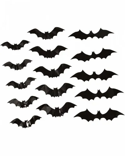 Horror-Shop Hängedekoration 3D Fledermaus Halloween Wandsticker 15 St.