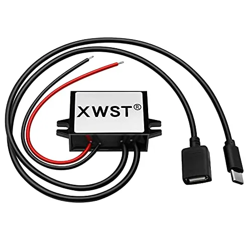 XWST DC DC 8-85V 12V 24V 36V 48V 60V 72V 85V auf 5V Spannungswandler 3A 15W Female USB and Type C Wandler | Adapter Anschluss für Auto Motorrad Fahrrad E-Bike