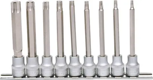 KS Tools 911.1550 Stecknuss-Set - Werkzeug-Set mit Torx Innenvierkantantrieb, langlebig und ideal für präzise Handbetätigung, inklusive praktischer Aufsteckschiene.