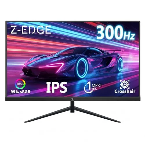 Produktbild Z-Edge 24,5 Zoll Gaming Monitor 300Hz (DP) 240Hz (HDMI) 1ms MPRT Full HD LED Monitor, 300cd/m² Helligkeit, 16:9 IPS Panel, FreeSync, HDR10, HDMI & DisplayPort, VESA Kompatibel - Schwarz