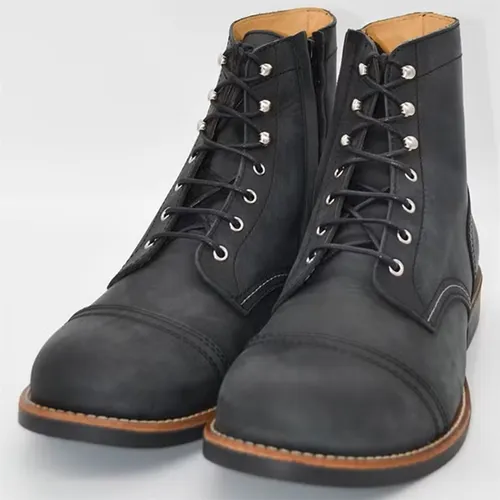Rokker Moto Ranger - Retro Vintage Biker Boots 44 - Motorradstiefel aus 100% Leder mit mittlerem Schaft, verstärkter Ferse und Zehen für optimalen Schutz und Stil. Ideal für Onroad-Aktivitäten in Frühling, Sommer und Herbst.