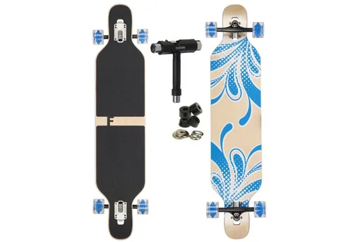 FunTomia Longboard Longboard in 3 Flex Stufen Camber Ahornholz + T-Tool mit LED Rollen, Camber Twin Tip