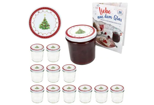 MamboCat Einmachglas 12er Set Sturzglas 350ml Einmachglas + TO-Deckel 82 Weihnachtstraum, Glas