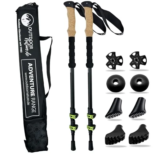 Teleskop Wanderstöcke Aluminium mit Korkgriff – Leichte Nordic Walking Stöcke für Outdoor-Aktivitäten