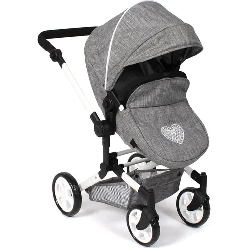 Bayer Chic 2000 Puppen Kombi-Puppenwagen LINUS Jeans grau - Puppenwagen in modernem Jeans-Design, leicht und ideal für kleine Puppeneltern, fördert das Spielen und die Fantasie.