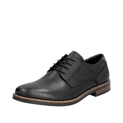 Rieker 13523 Nero/Smoke, Herren-Schnürhalbschuhe Größe 45 - Bequeme Herren-Schnürhalbschuhe aus Glattleder mit Komfortweite für breitere Füße und extra weicher Decksohle für höchsten Tragekomfort.