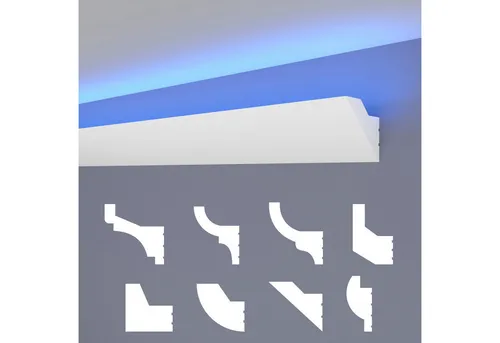 HEXIMO Eckprofil HLED 24 - LED Stuckleisten für kreative Lichtgestaltung - Eckprofile für indirekte Beleuchtung, aus leichtem und langlebigem XPS Styropor, ideal für stilvolle Raumakzente und einfache Installation.