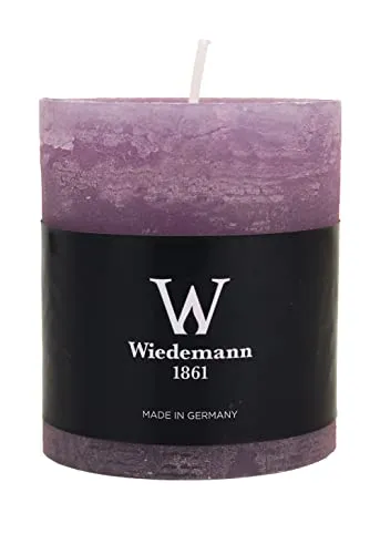 Rustic Stumpenkerze 100 x 68 mm (H x Ø), Farbe Mauve, mit ASF zum Abbrandschutz, durchgefärbte Stumpenkerzen in rustikaler Optik, geeignet für Deko, Party, Event, Hochzeit, Adventskranzkerzen