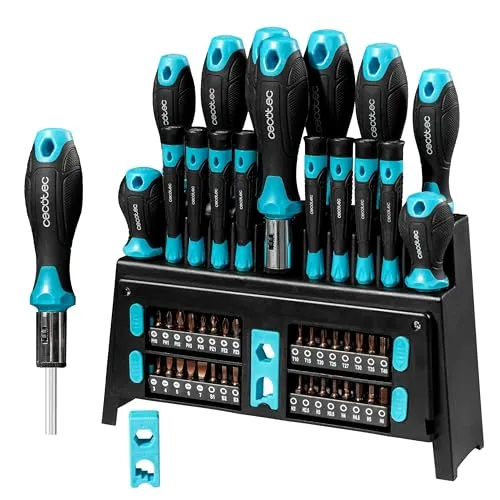 Cecotec Schraubendreher-Set HardGyro 510 Magnetic, 51-teilig, CRV-Stahl, 32 rostfreie S2-Bits, Bithalter mit Ratschenfunktion, Magnetisierer, 8 Präzisionsschraubendreher, praktische Halterung