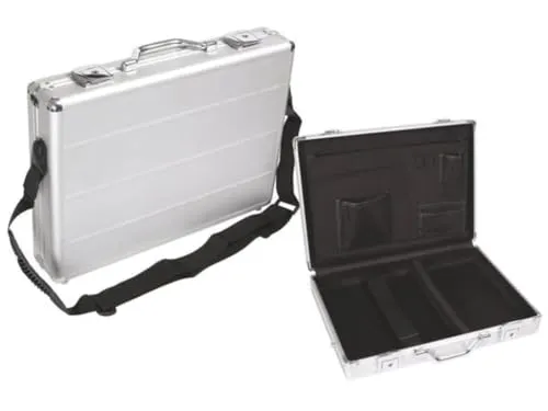 Perel Laptopkoffer mit Tragegurt und Schlüsselschloss - Trolley für sicheren Laptop-Transport, leicht und robust mit verstärkten Ecken und zwei Schlüsselschlössern für optimalen Schutz.