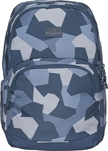 Beckmann Schulrucksack Freizeitrucksack Sport Junior Blue Camo - Robuster Schulrucksack mit Brust- und Hüftgurt für optimalen Tragekomfort, ideal für Schule und Freizeit, unisex Design in modernem Blau-Camo.