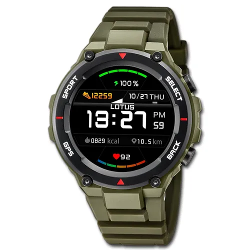 Lotus Smartwatch Digital Sportuhr GPS 50024/3 - Grün/Bunt - Smartwatch für Herren mit GPS, Höhenmesser und Herzfrequenzmessung. Ideal für Sportler, die ihre Aktivitäten und Gesundheitsdaten im Blick behalten möchten.