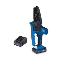Scheppach Akku Gehölzschneider C-PS100-X Set - 127mm Schnittlänge - Sägen: Kompakter Akku-Gehölzschneider mit 4,8 m/s Schnittgeschwindigkeit, ideal für Bäume und Sträucher. Inkl. 2Ah Akku und Ladegerät für kabelloses Arbeiten.