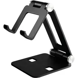 MMOBIEL Handyhalter Schreibtisch - Telefon & Tablet Halter Faltbar - Schwarz Aluminium - Schwarz