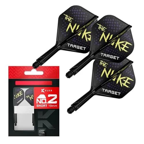 Target Darts Luke Littler K Flex Flights and Shaft System, Nr. 2 (Short, 19 mm) | 3er-Pack Kflex All In One Flights, The Nuke Player Edition Darts Accessories | K-Flex Dart Stem