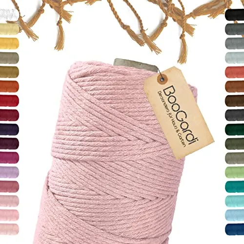 BooGardi Makramee Garn · viele Farben · Lachs 5mm x 100m · 3mm oder 5mm · Wollgarn · kreatives knüpfen weben Stricken · DIY Boho Garn
