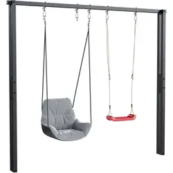 QLS Schaukelgestell 260 cm – Doppelschaukel aus Stahl - Schaukelgerüste für endlosen Spielspaß im Freien. Ideal für Kinder von 1-16 Jahren, robustes Stahlgestell für Sicherheit und Langlebigkeit.