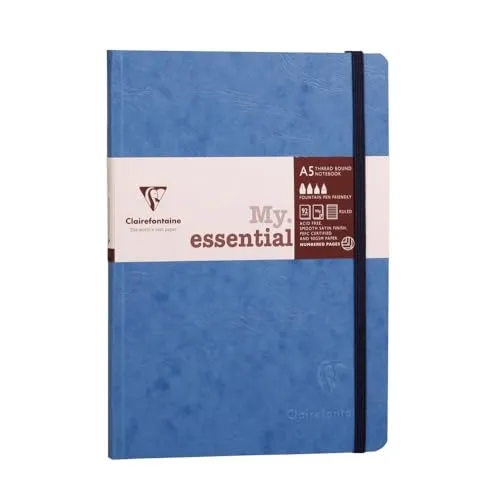 Clairefontaine 793434C Notizbuch AgeBag My Essentials, DIN A5, 14,8 x 21 cm, 96 Blatt, dot, nummeriert, 90g, 1 Stück Blau