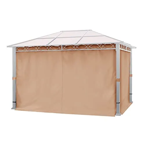 Seitenteile für Gartenpavillon Rendezvous Deluxe 3x4 m - Polyester ca. 160 g/m² - mit Reißverschluss - Cappuccino 4