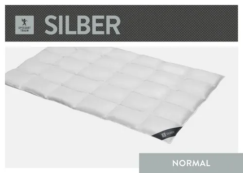 Spessarttraum Bettdecke Silber 135x200cm – Ganzjahresdecke aus 100% Daunen - Hochwertige Bettdecke für Allergiker, mit 100% Daunenfüllung und nachhaltiger Herstellung in Deutschland. Ideal für normales Wärmebedürfnis – für ein angenehmes Schlafklima.