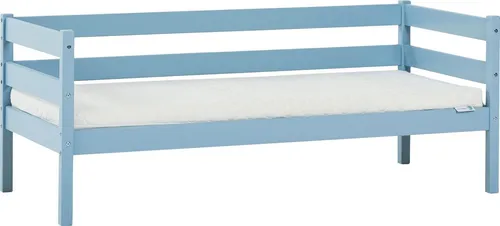 HOPPEKIDS ECO Comfort Kinderbett, blau - Skandinavisches Einzelbett aus massivem Kiefernholz, zertifiziert mit dem Nordischen Umweltzeichen. Ideal für sicheren und komfortablen Schlaf im Kinderzimmer.