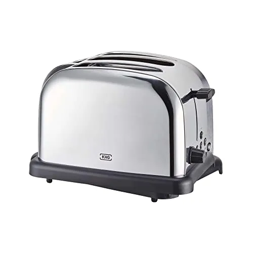 KHG Toaster TO-1005 (ES) - Toaster in Silber aus hochwertigem Kunststoff und Edelstahl, mit 6 Röstgradstufen und praktischer Auftau- sowie Aufwärmfunktion. Ideal für knuspriges Brot und Brötchen.