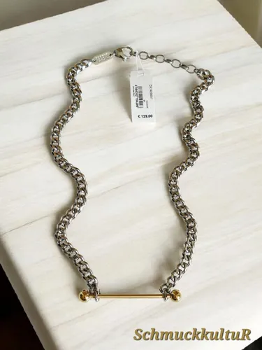 Diesel Herrenhalskette aus 2-farbigem Edelstahl - Ketten für Herren, aus hochwertigem Edelstahl mit poliertem Bicolor-Finish und praktischem Karabinerverschluss für sicheren Halt.