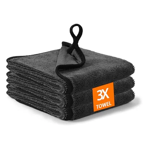 Leseed 3 Stück Mikrofasertücher Auto Trockentuch, 60 x 40 cm Microfasertücher Handtücher 600 GSM, Fusselfrei, Extrem Saugfähig, Grau Trockentuch Dusche Zum Reinigen Von Autos Und Motorrädern
