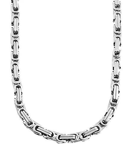 Akzent Herren-Königskette Byzantiner-Halskette aus Edelstahl Länge 80cm Stärke 6mm silberfarbig Kette mit Karabinerhaken