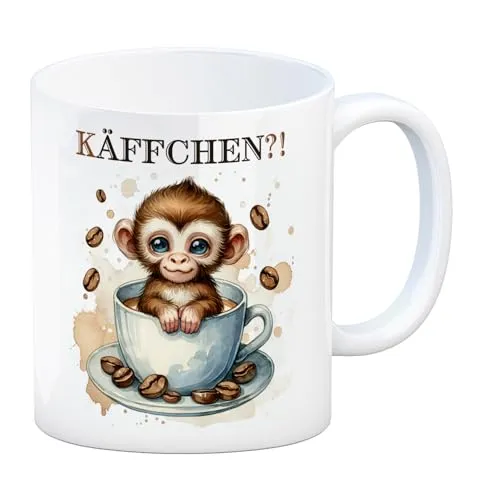 Käffchen Süßer Affe in einer Kaffeetasse Kaffeebecher Niedlicher Keramik-Kaffeebecher Kleiner Tier-Affe sitzt in Tasse Kaffee genießen Tasse Affe