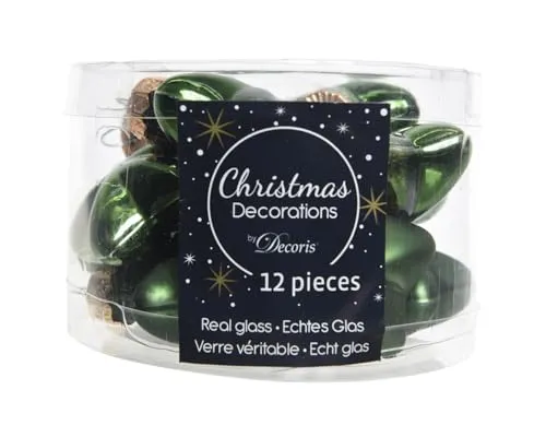 Weihnachtskugeln GLAS Sterne 4cm ( grün - piniengrün ) // Christbaumkugeln Baumkugeln Baumschmuck Weihnachtsdeko Kugeln Glaskugeln Dose Stern 12