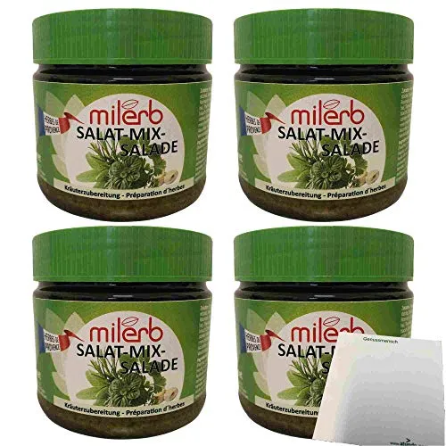 Milerb Salat Mix Kräuterzubereitung 4er Pack (4x350g Dose) + usy Block