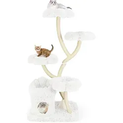 GOPLUS 165 cm Blumen-Kratzbaum für Katzen - Multifunktionaler 5-stufiger Katzenbaum mit blumenförmigen Plattformen, einer Höhle und einem gemütlichen Bett. Ideal für Kletter- und Ruhevergnügen, schützt Möbel durch strapazierfähige Sisal-Kratzsäulen.